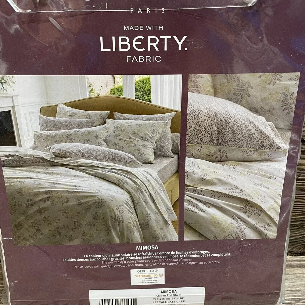 Anne de Solene Paris Mimosa Queen Fitted & Flat Sheet Percale 100% Combed Cotton
